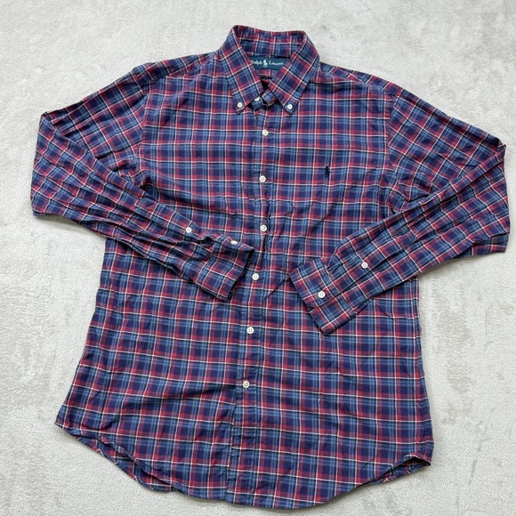 Ralph Lauren Other - VTG Ralph Lauren Button Down Shirt Mens Medium Red Blue Plaid Long Sleeve Pony